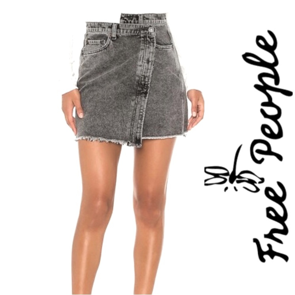 🆕 FREE PEOPLE Black Parker Wrap Skirt, NWT!! SZ: 29 (M). NOW:$39. MRSP:$78.